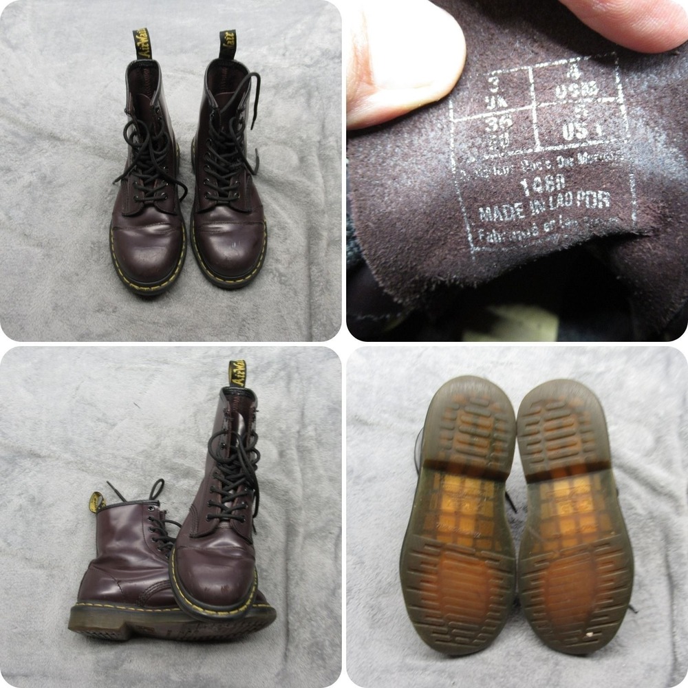 Dr. Martens 1460 Pascal Boots Burgundy Unisex Women 5 Men 4 Leather Lace Combat
